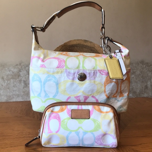 Coach Handbags - COACH SCRIBBLE C BAG & COSMETIC BAG SET